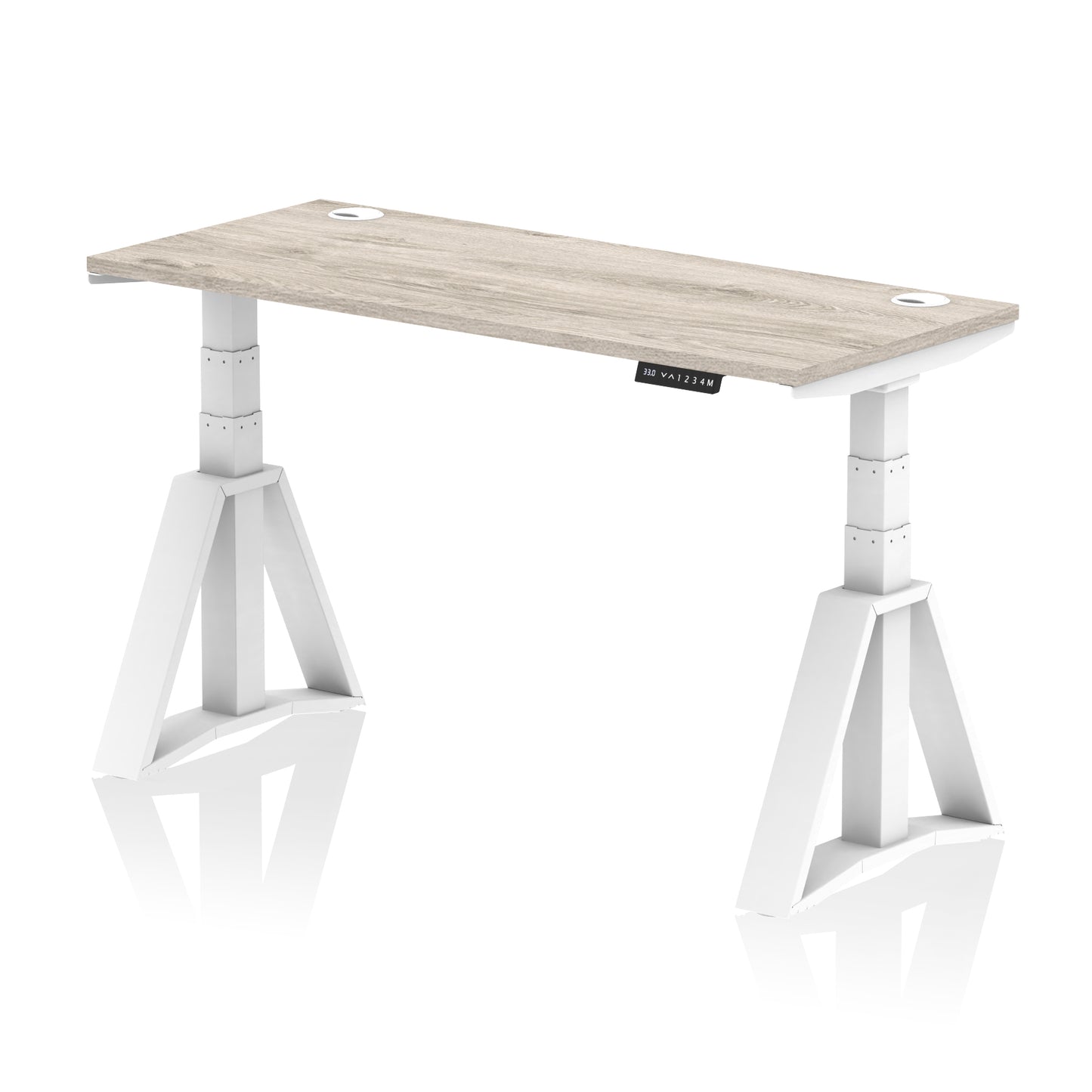 Air Height Adjustable Slimline Desk With Cable Ports With Piste Foot - 1200mm, 1400mm, 1600mm or 1800mm - Multiple Colour Options
