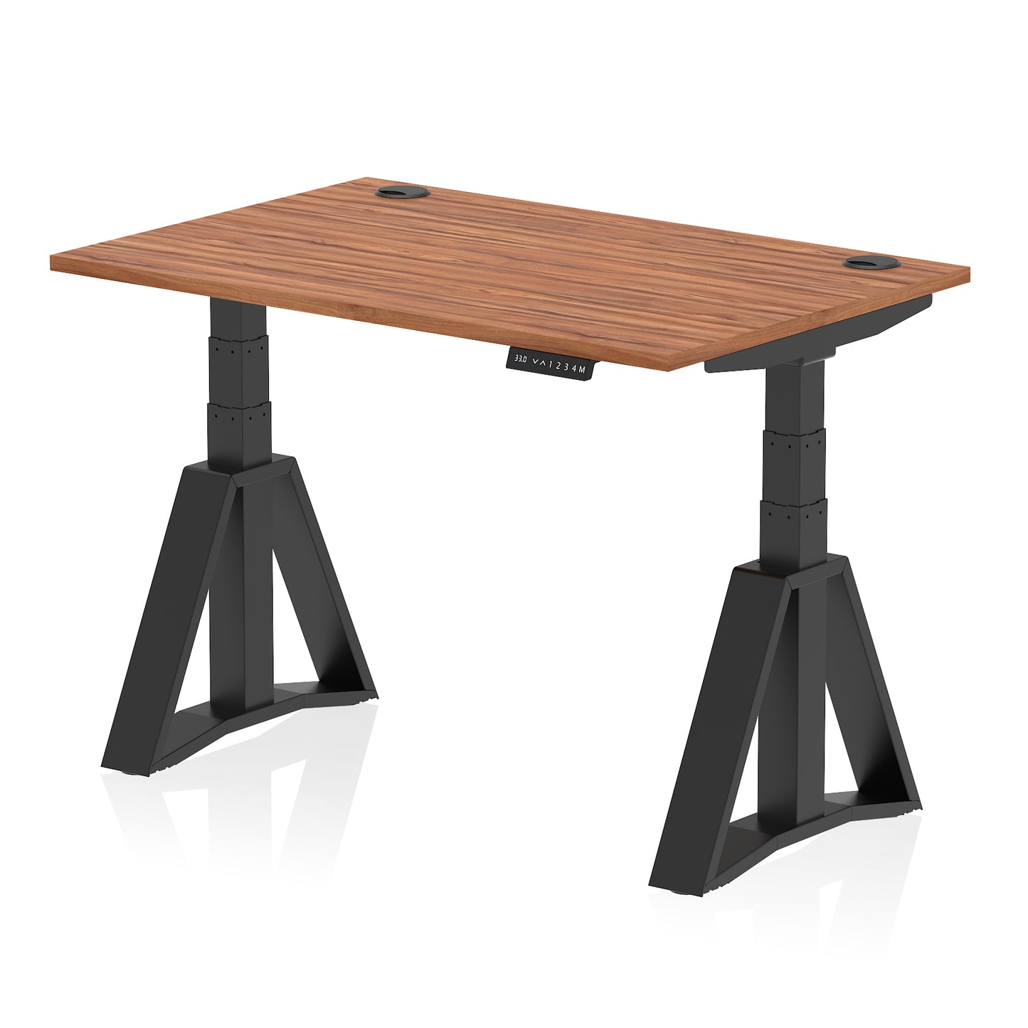 Air Height Adjustable Desk With Cable Ports With Piste Foot - 1200mm, 1400mm, 1600mm or 1800mm - Multiple Colour Options