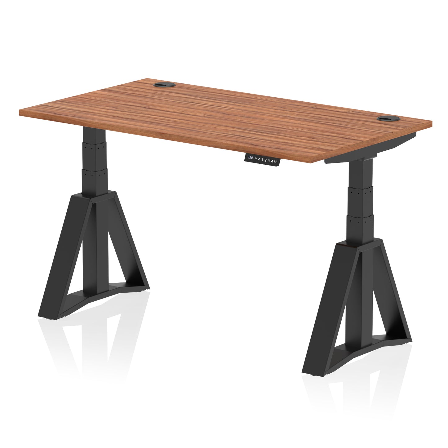 Air Height Adjustable Desk With Cable Ports With Piste Foot - 1200mm, 1400mm, 1600mm or 1800mm - Multiple Colour Options