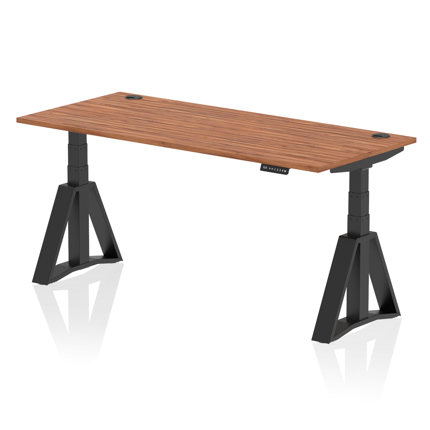 Air Height Adjustable Desk With Cable Ports With Piste Foot - 1200mm, 1400mm, 1600mm or 1800mm - Multiple Colour Options