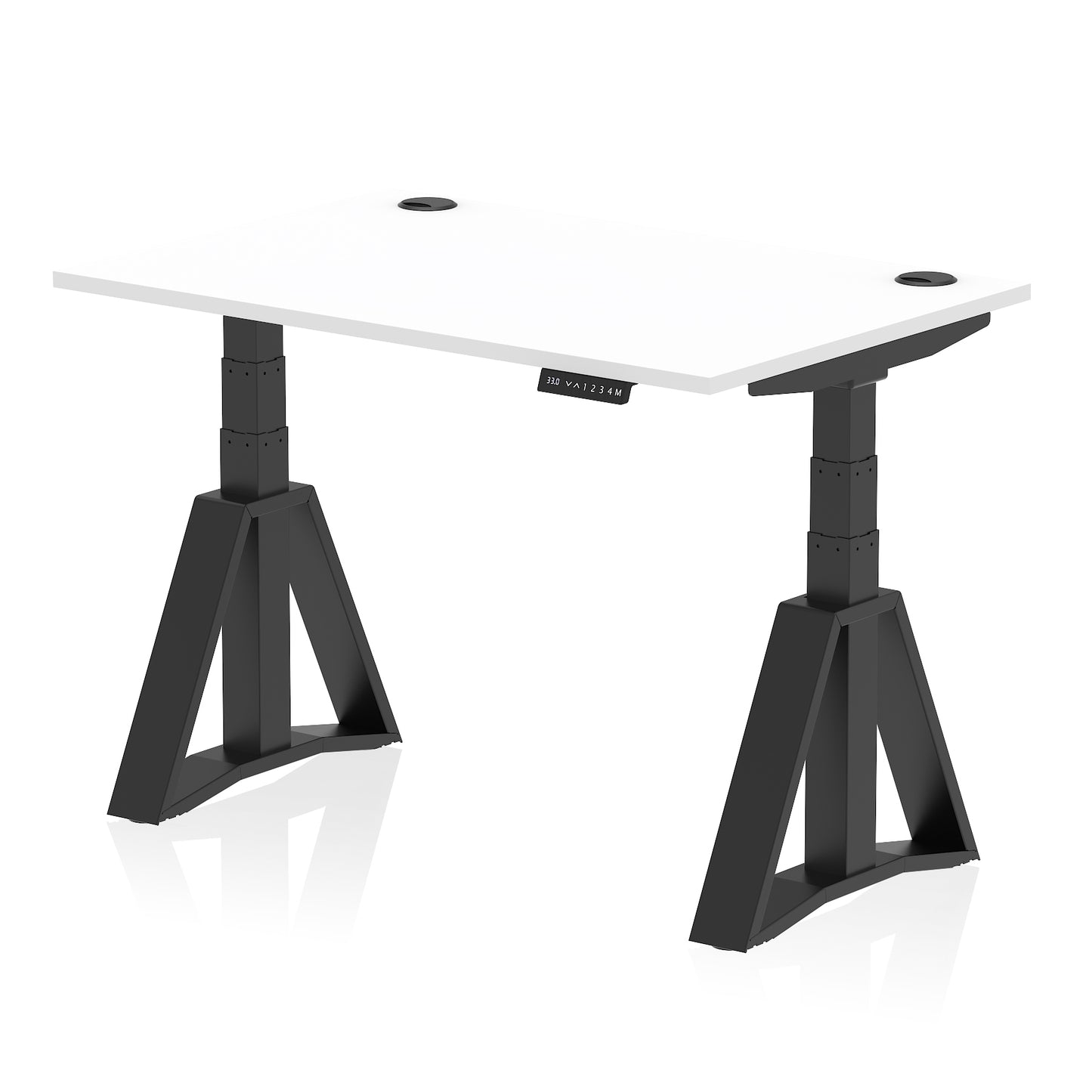 Air Height Adjustable Desk With Cable Ports With Piste Foot - 1200mm, 1400mm, 1600mm or 1800mm - Multiple Colour Options