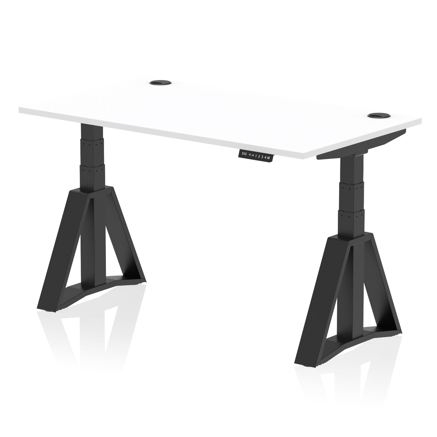 Air Height Adjustable Desk With Cable Ports With Piste Foot - 1200mm, 1400mm, 1600mm or 1800mm - Multiple Colour Options