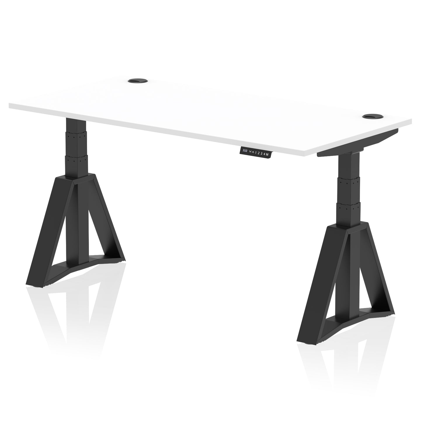 Air Height Adjustable Desk With Cable Ports With Piste Foot - 1200mm, 1400mm, 1600mm or 1800mm - Multiple Colour Options