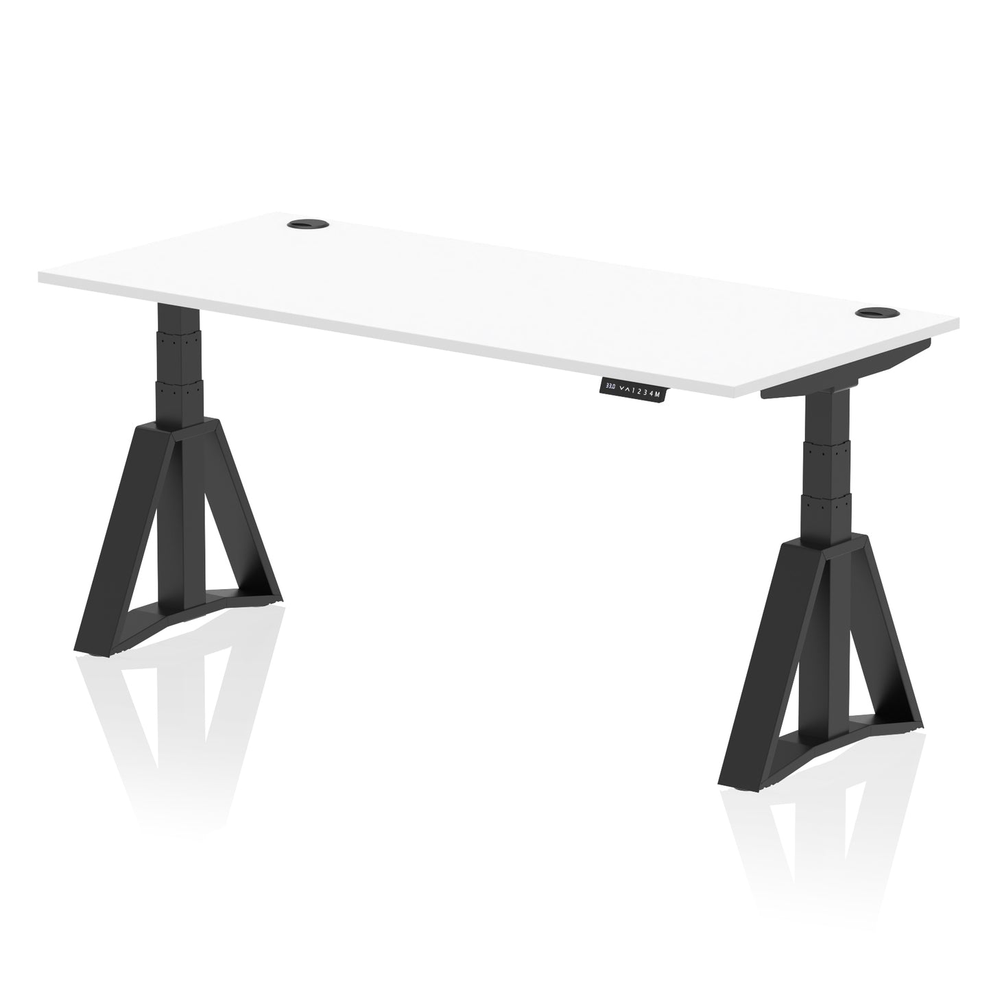 Air Height Adjustable Desk With Cable Ports With Piste Foot - 1200mm, 1400mm, 1600mm or 1800mm - Multiple Colour Options