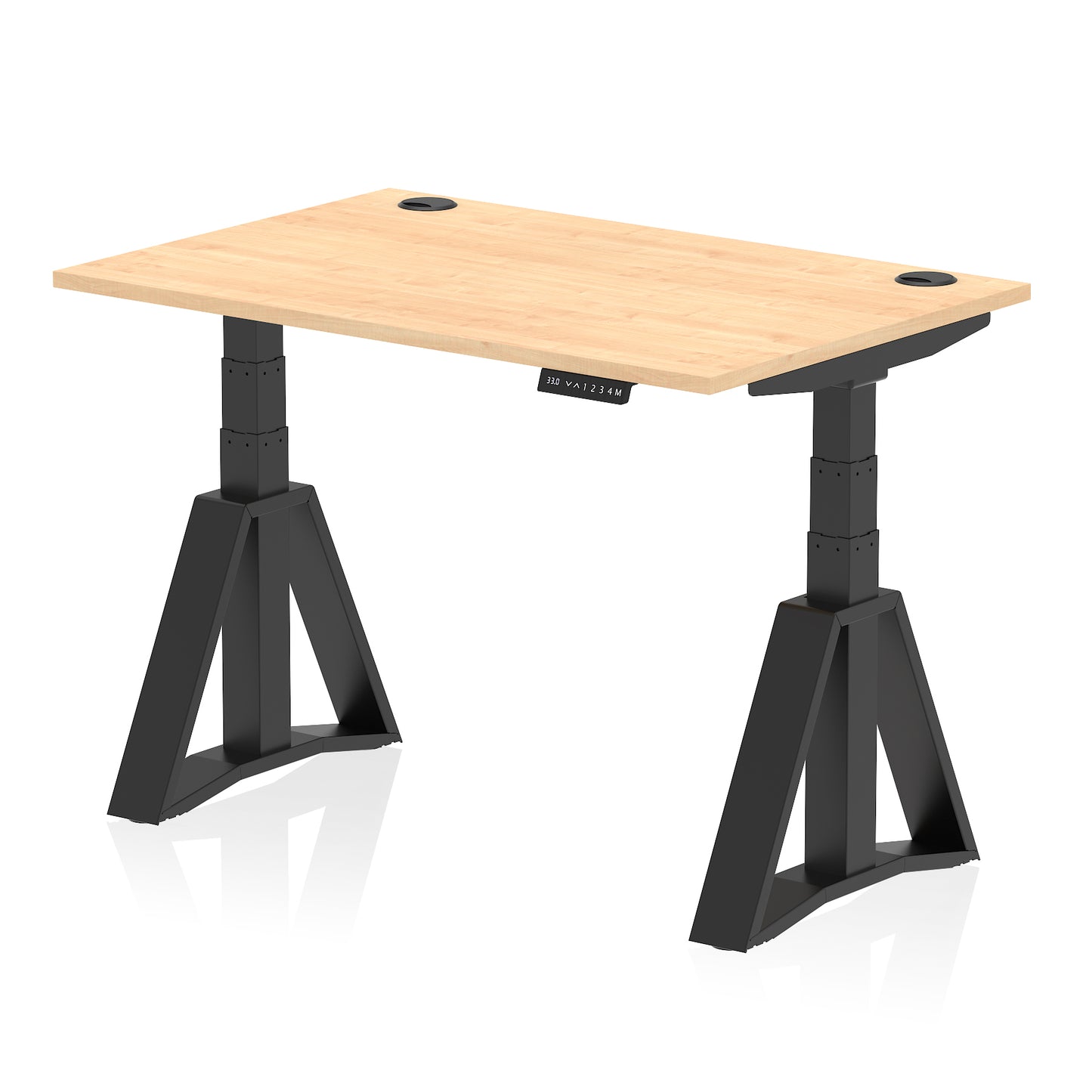 Air Height Adjustable Desk With Cable Ports With Piste Foot - 1200mm, 1400mm, 1600mm or 1800mm - Multiple Colour Options
