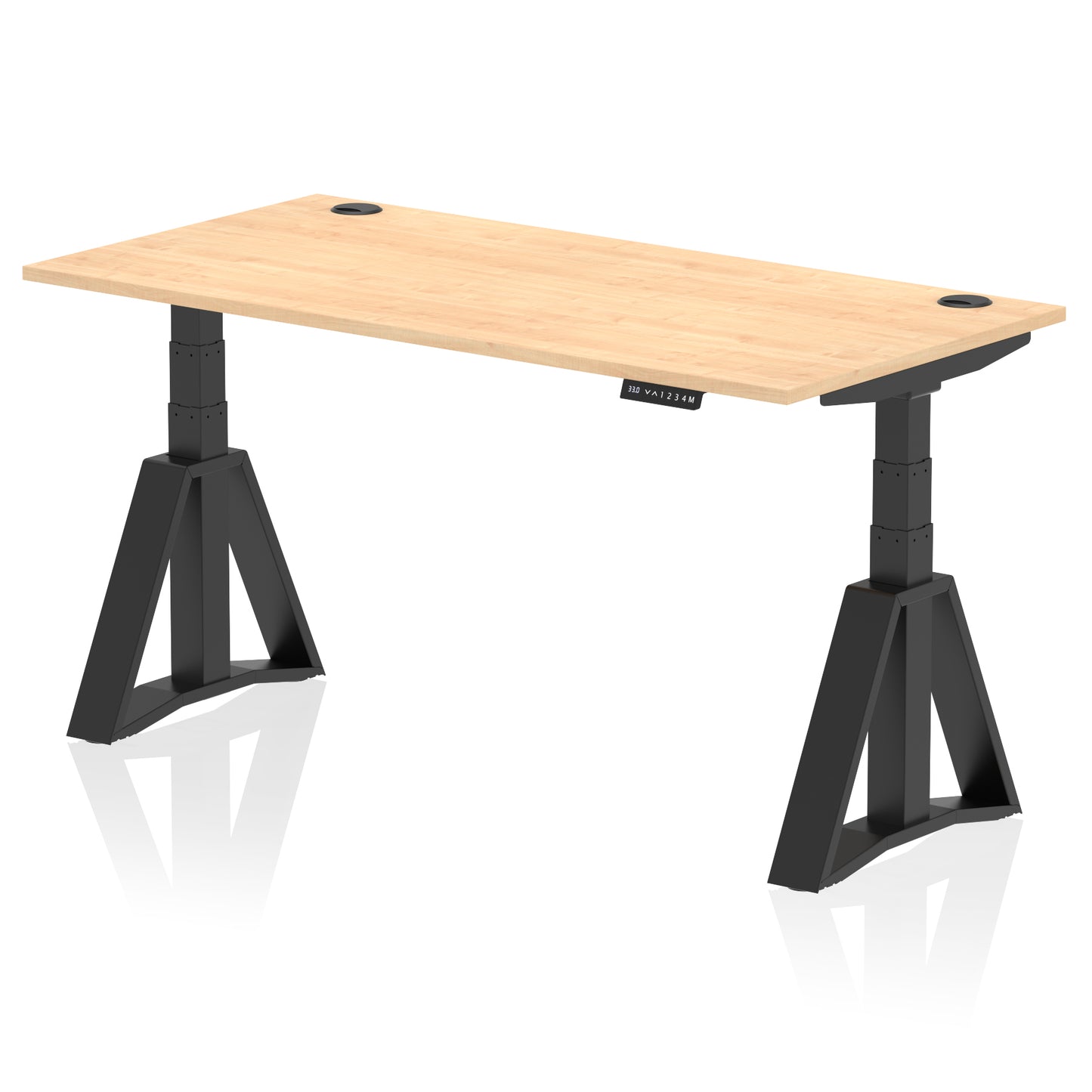 Air Height Adjustable Desk With Cable Ports With Piste Foot - 1200mm, 1400mm, 1600mm or 1800mm - Multiple Colour Options