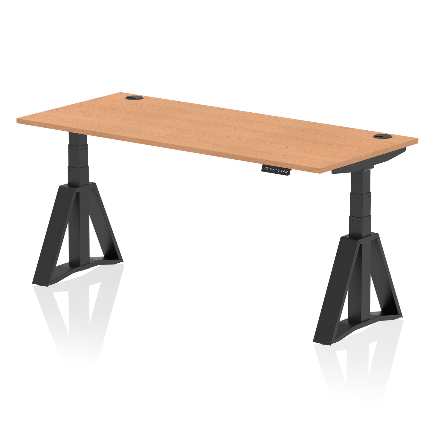 Air Height Adjustable Desk With Cable Ports With Piste Foot - 1200mm, 1400mm, 1600mm or 1800mm - Multiple Colour Options