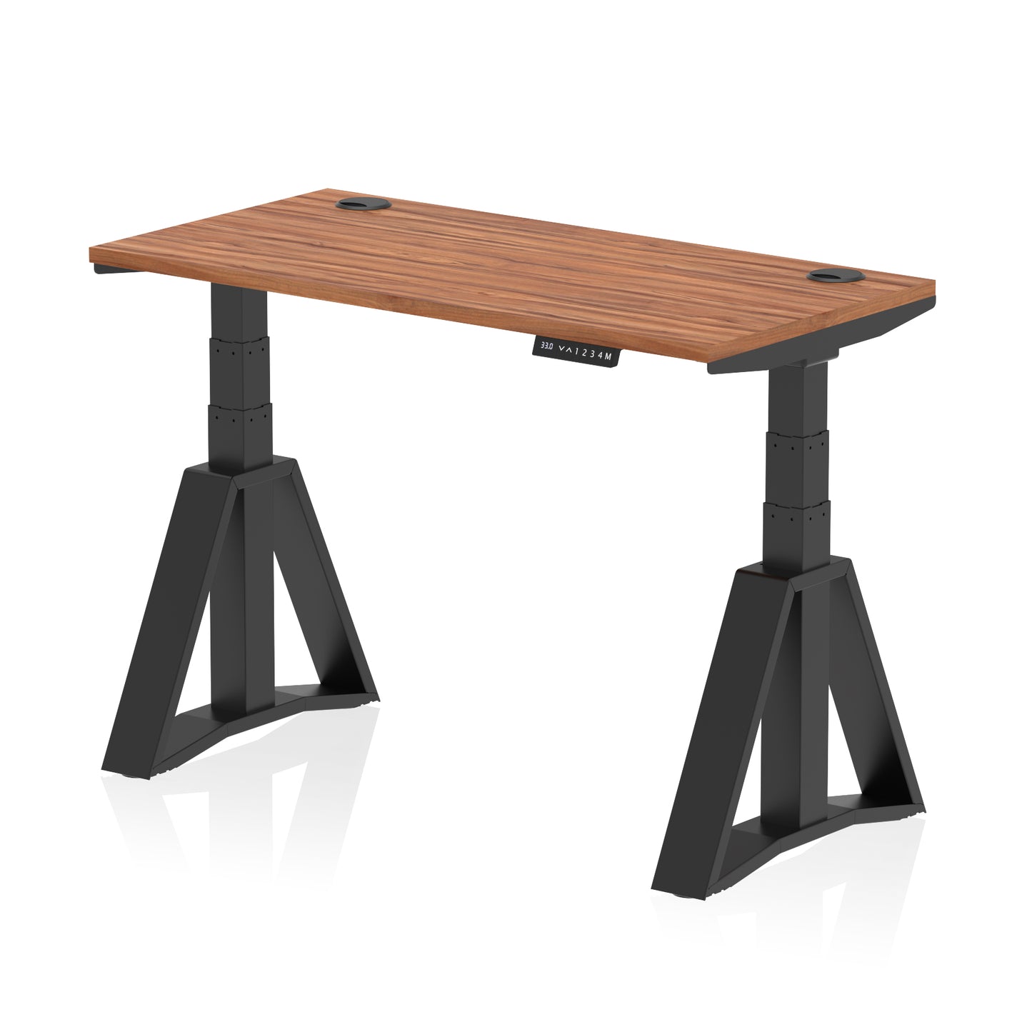 Air Height Adjustable Slimline Desk With Cable Ports With Piste Foot - 1200mm, 1400mm, 1600mm or 1800mm - Multiple Colour Options