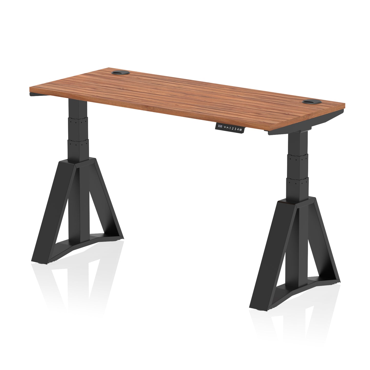 Air Height Adjustable Slimline Desk With Cable Ports With Piste Foot - 1200mm, 1400mm, 1600mm or 1800mm - Multiple Colour Options