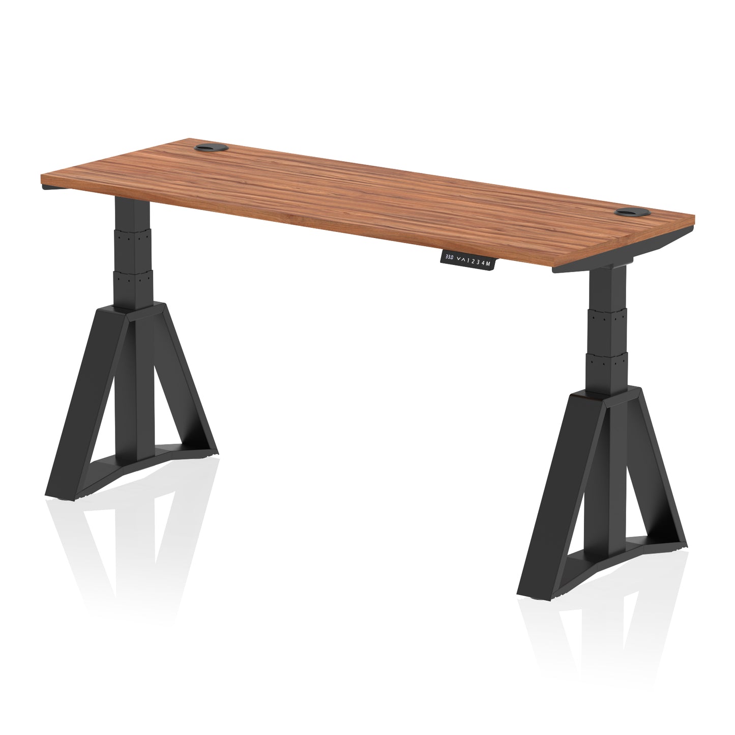 Air Height Adjustable Slimline Desk With Cable Ports With Piste Foot - 1200mm, 1400mm, 1600mm or 1800mm - Multiple Colour Options