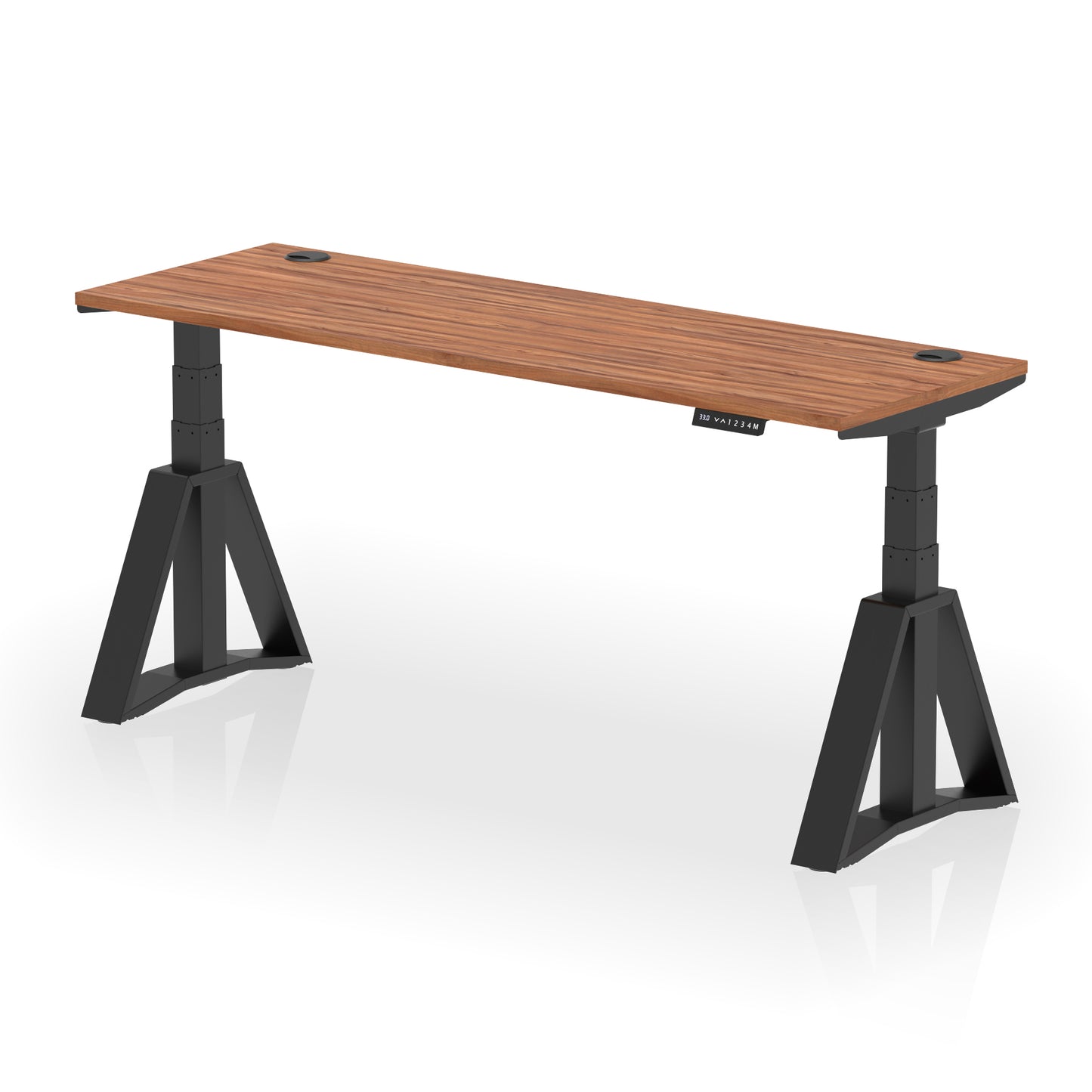 Air Height Adjustable Slimline Desk With Cable Ports With Piste Foot - 1200mm, 1400mm, 1600mm or 1800mm - Multiple Colour Options