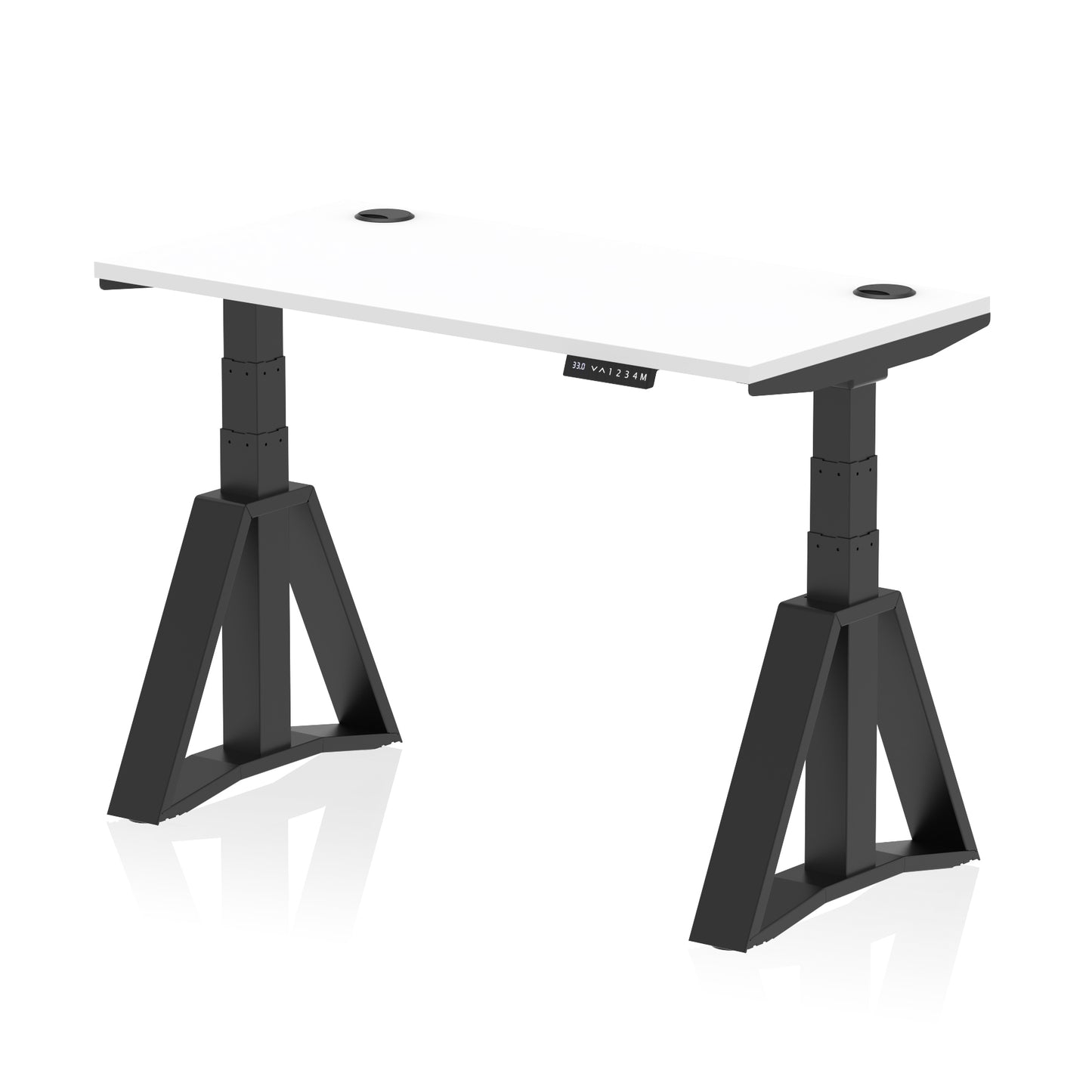 Air Height Adjustable Slimline Desk With Cable Ports With Piste Foot - 1200mm, 1400mm, 1600mm or 1800mm - Multiple Colour Options
