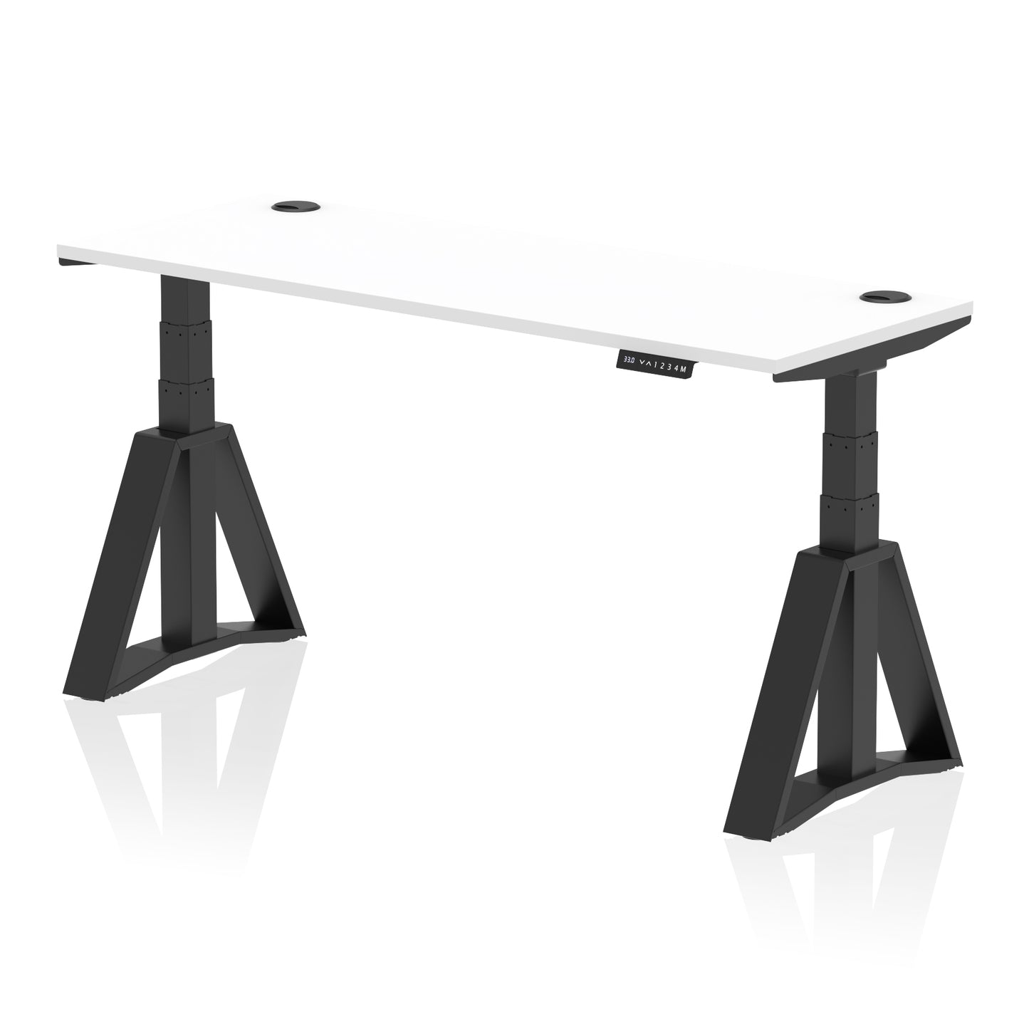 Air Height Adjustable Slimline Desk With Cable Ports With Piste Foot - 1200mm, 1400mm, 1600mm or 1800mm - Multiple Colour Options