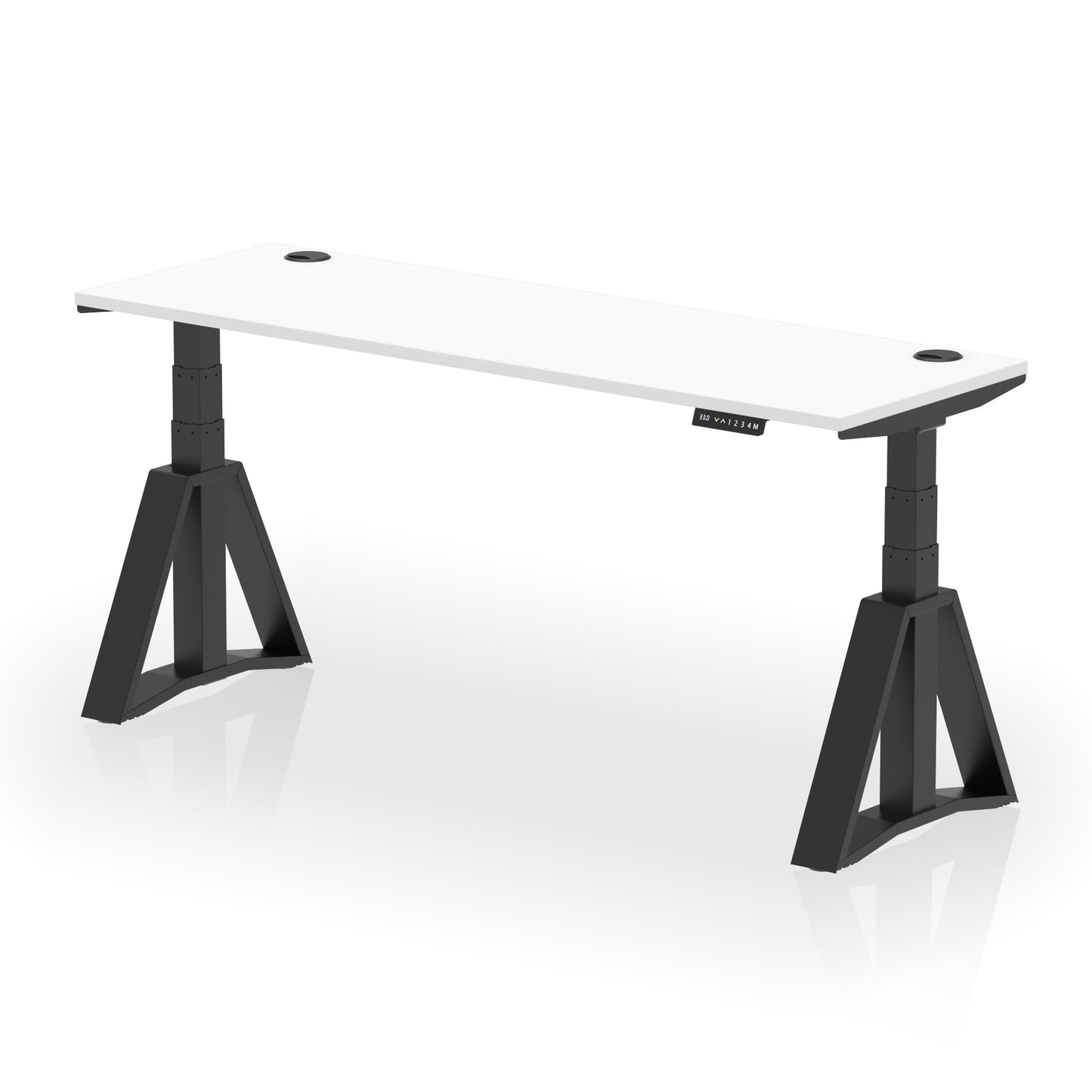 Air Height Adjustable Slimline Desk With Cable Ports With Piste Foot - 1200mm, 1400mm, 1600mm or 1800mm - Multiple Colour Options