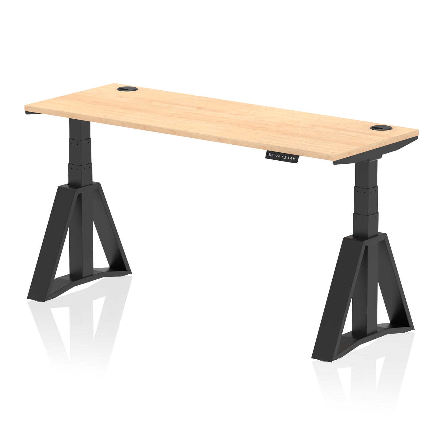 Air Height Adjustable Slimline Desk With Cable Ports With Piste Foot - 1200mm, 1400mm, 1600mm or 1800mm - Multiple Colour Options