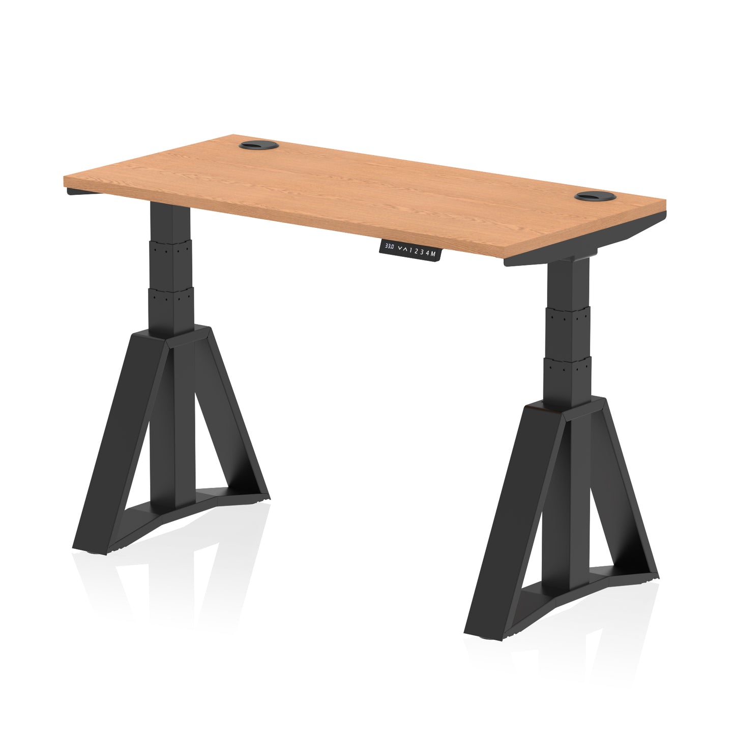 Air Height Adjustable Slimline Desk With Cable Ports With Piste Foot - 1200mm, 1400mm, 1600mm or 1800mm - Multiple Colour Options