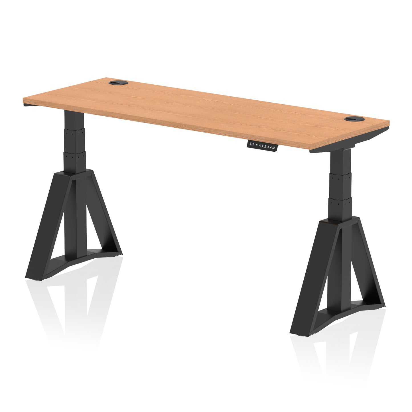 Air Height Adjustable Slimline Desk With Cable Ports With Piste Foot - 1200mm, 1400mm, 1600mm or 1800mm - Multiple Colour Options