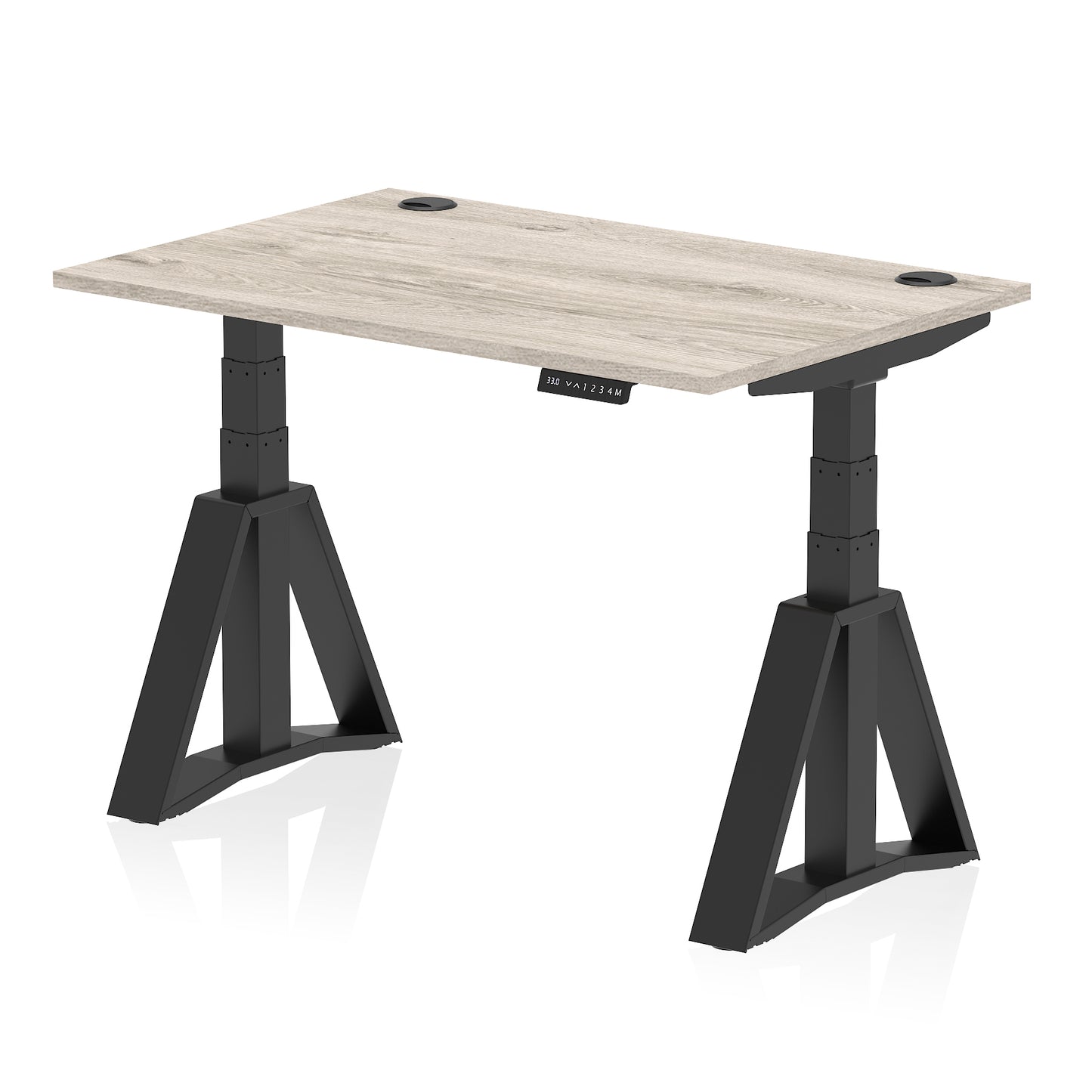 Air Height Adjustable Desk With Cable Ports With Piste Foot - 1200mm, 1400mm, 1600mm or 1800mm - Multiple Colour Options