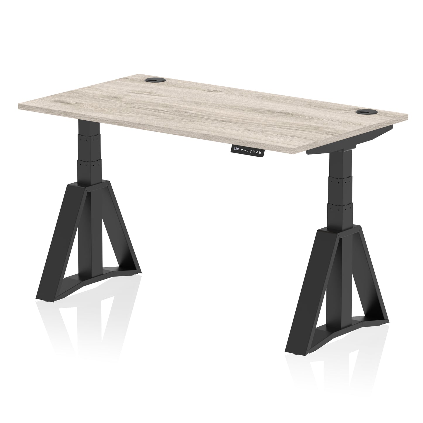Air Height Adjustable Desk With Cable Ports With Piste Foot - 1200mm, 1400mm, 1600mm or 1800mm - Multiple Colour Options