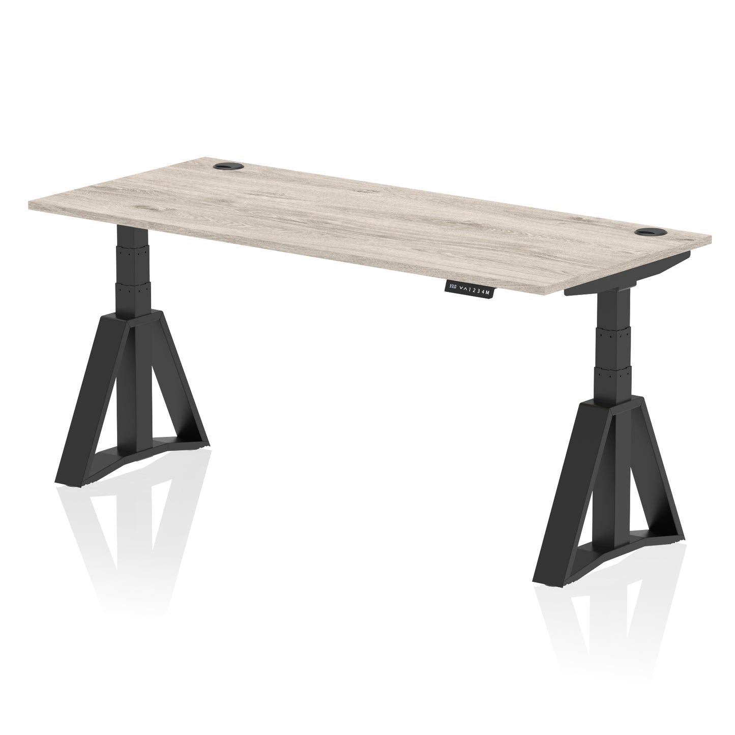 Air Height Adjustable Desk With Cable Ports With Piste Foot - 1200mm, 1400mm, 1600mm or 1800mm - Multiple Colour Options