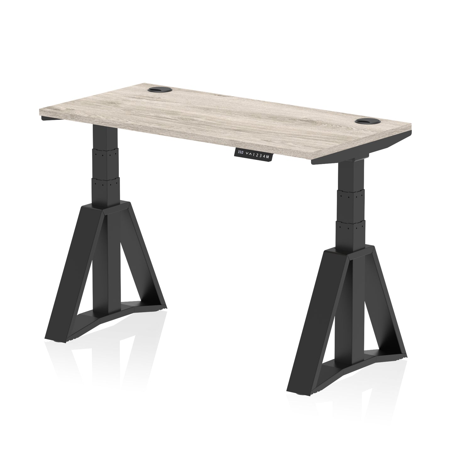 Air Height Adjustable Slimline Desk With Cable Ports With Piste Foot - 1200mm, 1400mm, 1600mm or 1800mm - Multiple Colour Options