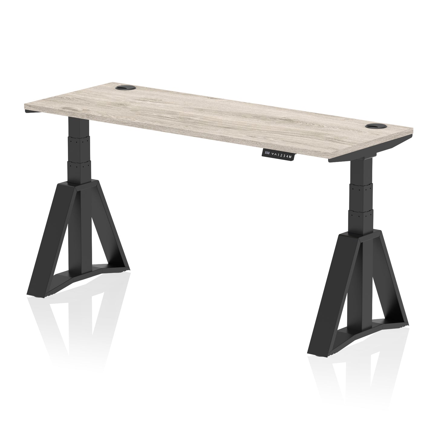 Air Height Adjustable Slimline Desk With Cable Ports With Piste Foot - 1200mm, 1400mm, 1600mm or 1800mm - Multiple Colour Options