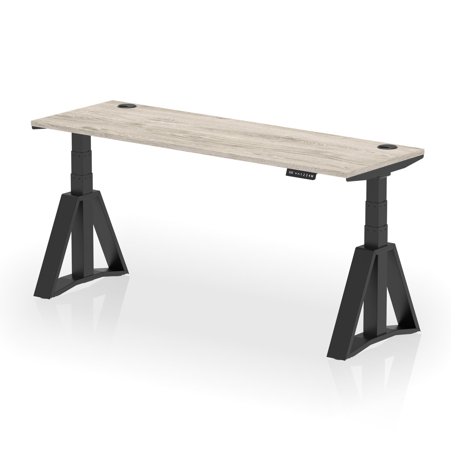 Air Height Adjustable Slimline Desk With Cable Ports With Piste Foot - 1200mm, 1400mm, 1600mm or 1800mm - Multiple Colour Options