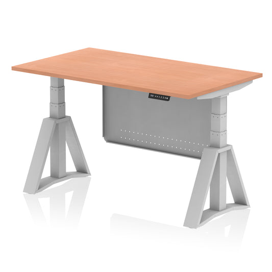 Air Height Adjustable Desk without Cable Ports With Steel Modesty Panel With Piste Foot - 1200mm, 1400mm, 1600mm or 1800mm - Multiple Colour Options
