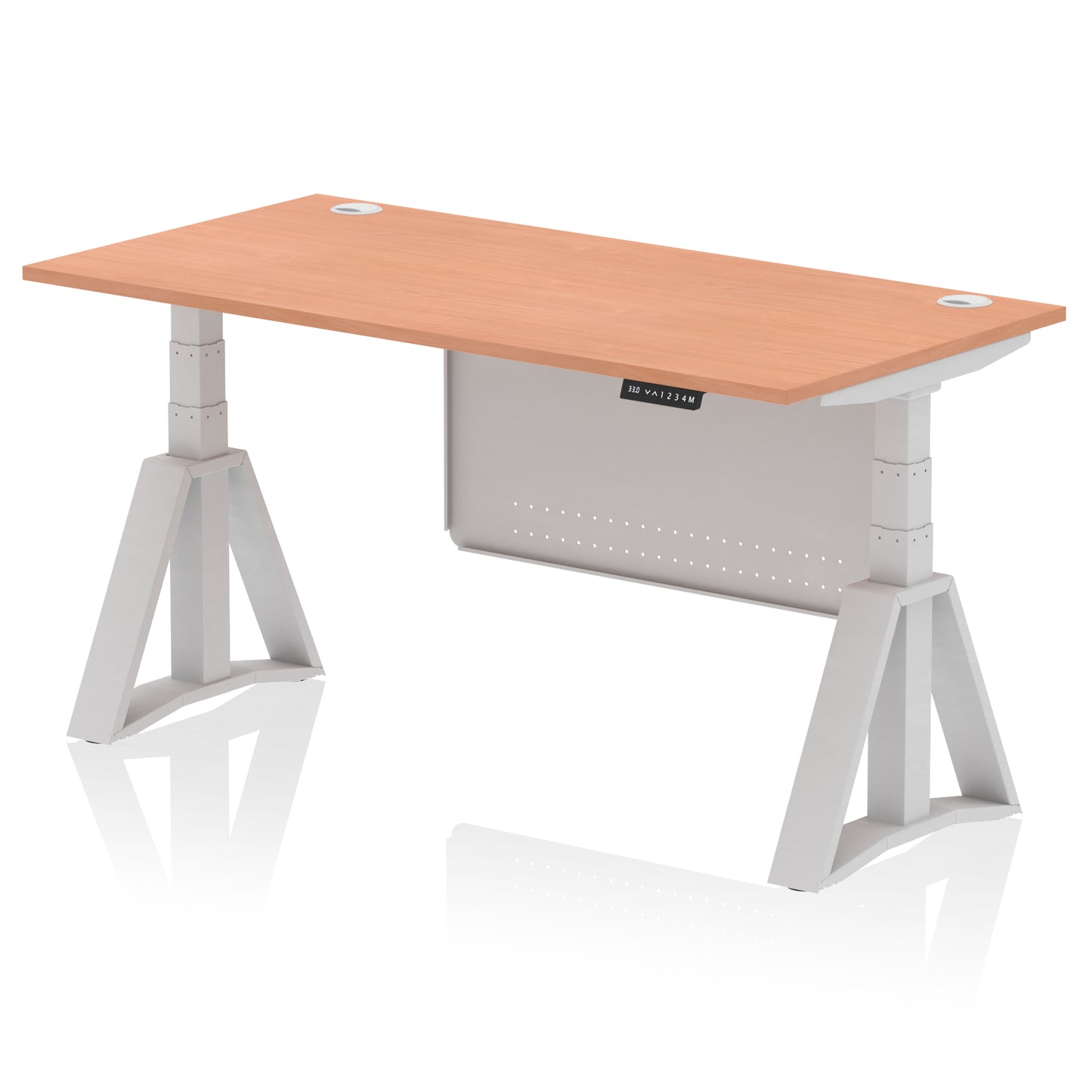 Air Height Adjustable Desk With Cable Ports With Steel Modesty Panel With Piste Foot - 1200mm, 1400mm, 1600mm or 1800mm - Multiple Colour Options