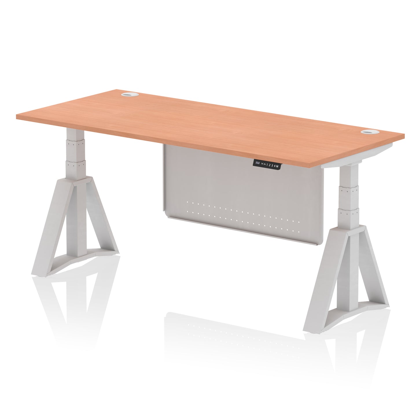 Air Height Adjustable Desk With Cable Ports With Steel Modesty Panel With Piste Foot - 1200mm, 1400mm, 1600mm or 1800mm - Multiple Colour Options