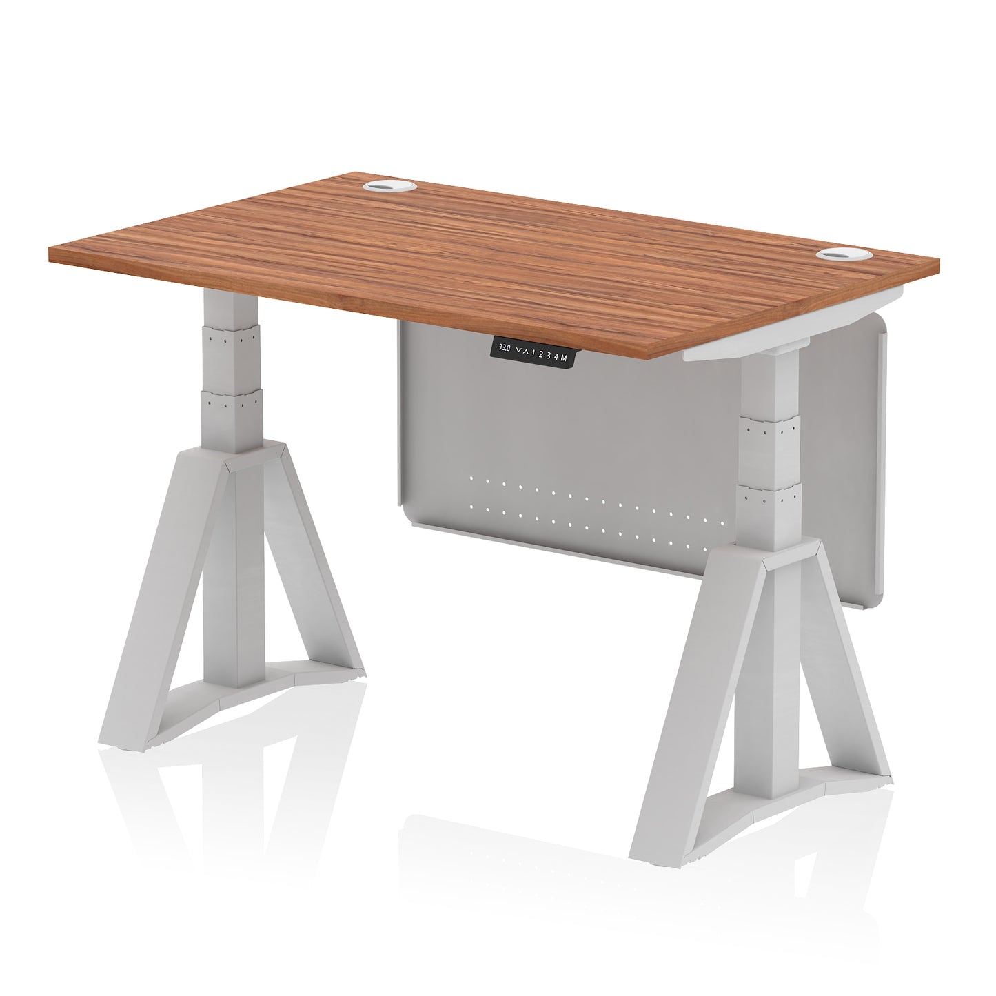 Air Height Adjustable Desk With Cable Ports With Steel Modesty Panel With Piste Foot - 1200mm, 1400mm, 1600mm or 1800mm - Multiple Colour Options