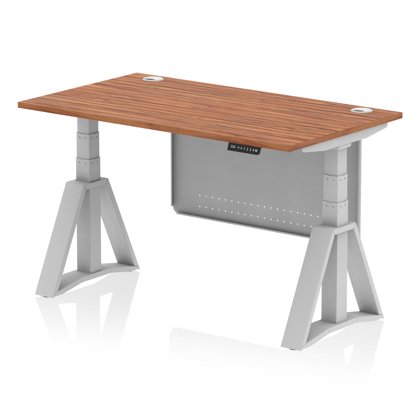 Air Height Adjustable Desk With Cable Ports With Steel Modesty Panel With Piste Foot - 1200mm, 1400mm, 1600mm or 1800mm - Multiple Colour Options