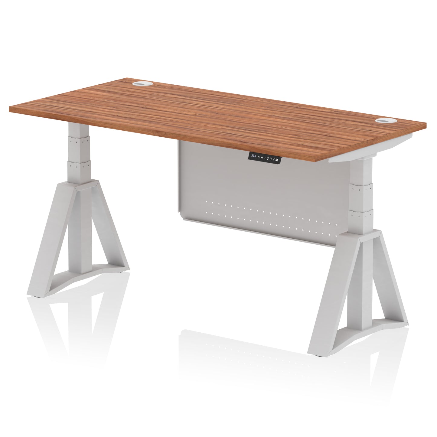 Air Height Adjustable Desk With Cable Ports With Steel Modesty Panel With Piste Foot - 1200mm, 1400mm, 1600mm or 1800mm - Multiple Colour Options