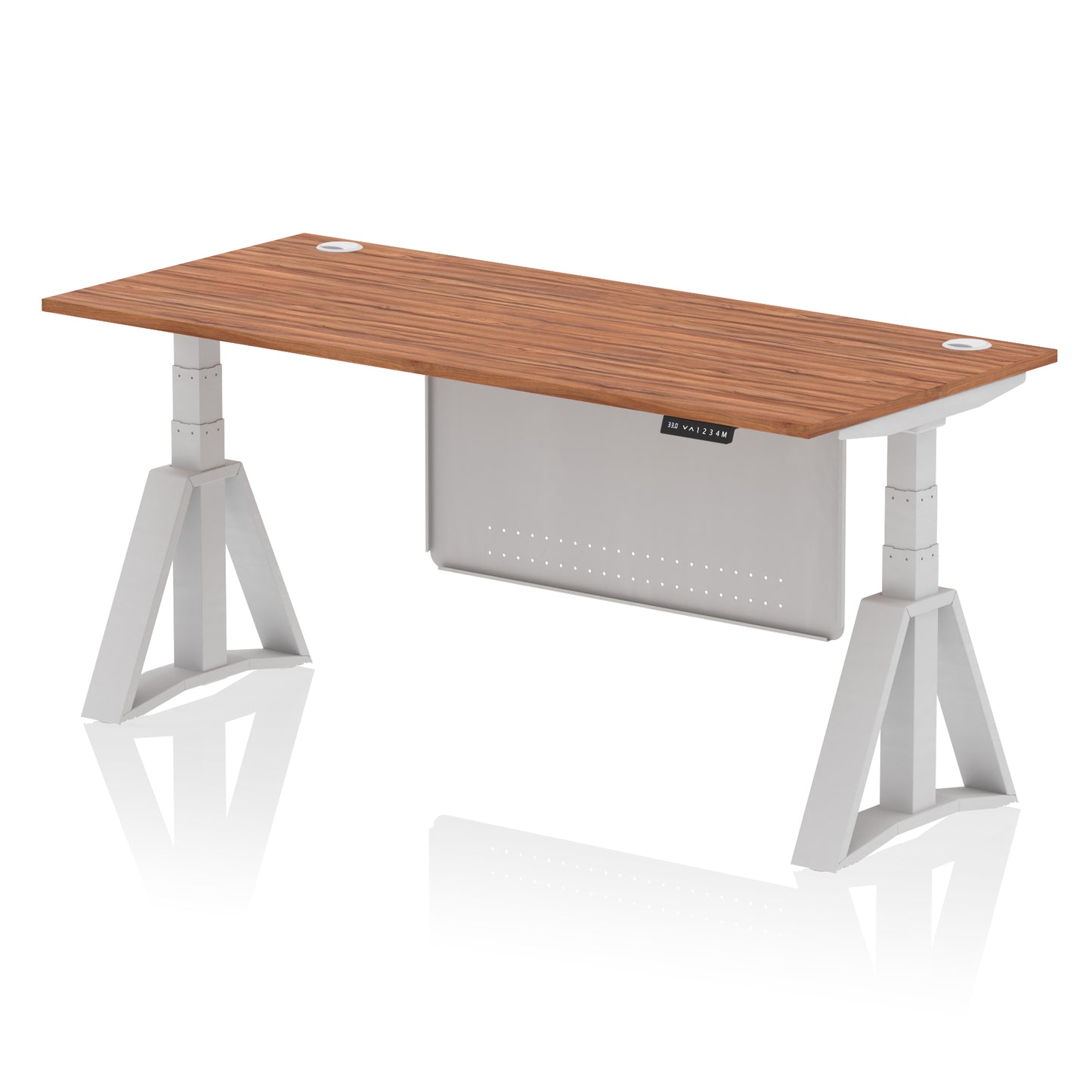 Air Height Adjustable Desk With Cable Ports With Steel Modesty Panel With Piste Foot - 1200mm, 1400mm, 1600mm or 1800mm - Multiple Colour Options