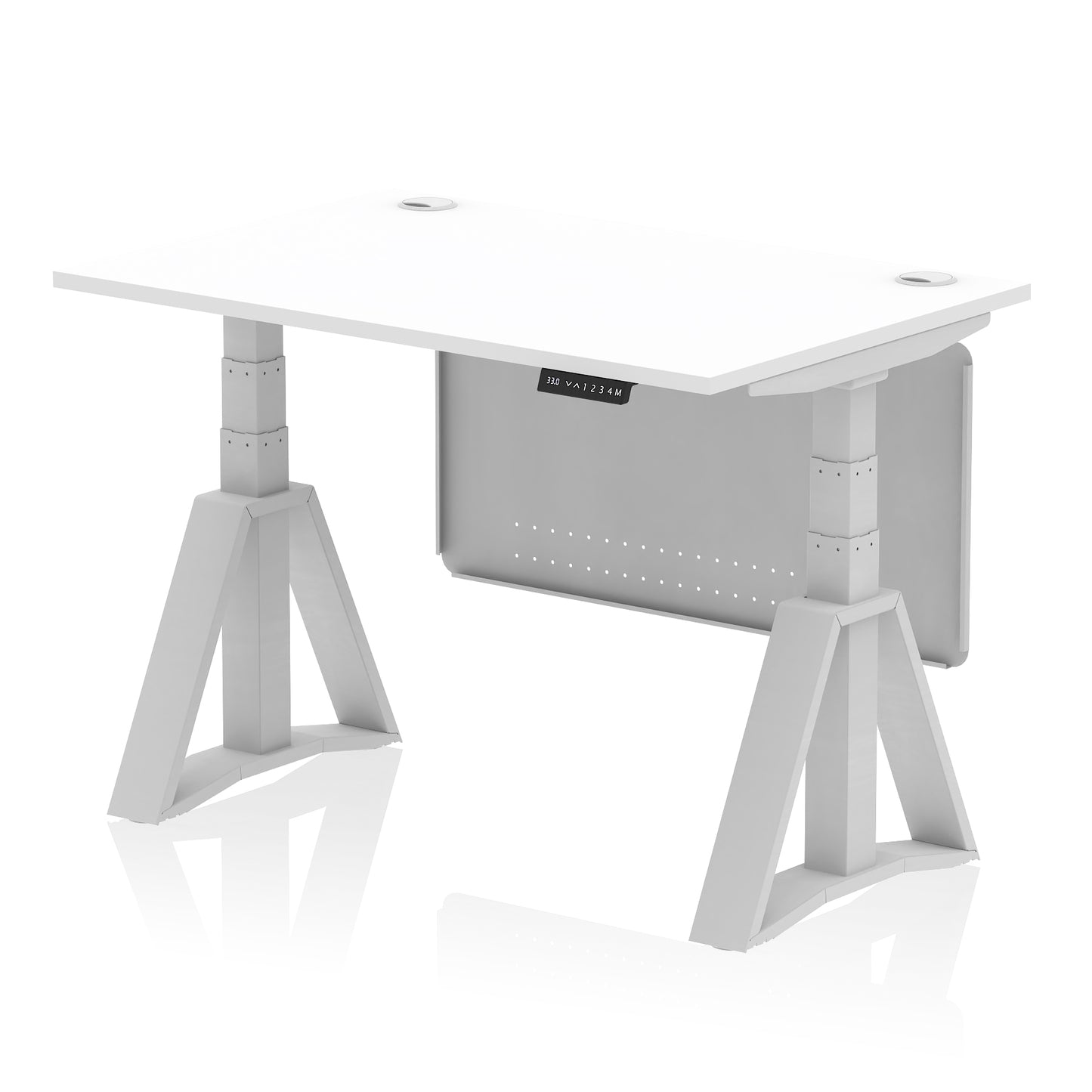 Air Height Adjustable Desk With Cable Ports With Steel Modesty Panel With Piste Foot - 1200mm, 1400mm, 1600mm or 1800mm - Multiple Colour Options
