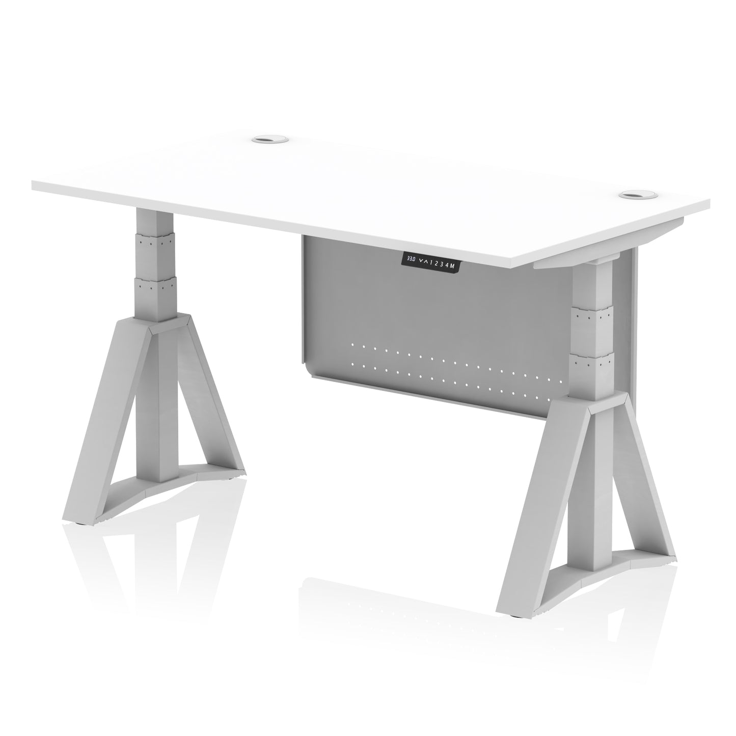 Air Height Adjustable Desk With Cable Ports With Steel Modesty Panel With Piste Foot - 1200mm, 1400mm, 1600mm or 1800mm - Multiple Colour Options
