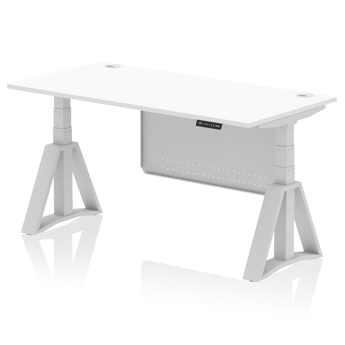 Air Height Adjustable Desk With Cable Ports With Steel Modesty Panel With Piste Foot - 1200mm, 1400mm, 1600mm or 1800mm - Multiple Colour Options