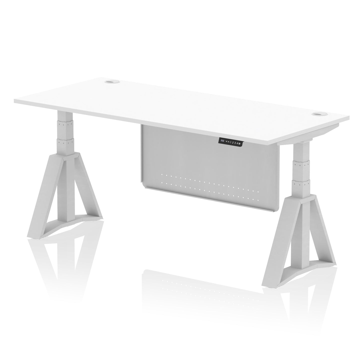 Air Height Adjustable Desk With Cable Ports With Steel Modesty Panel With Piste Foot - 1200mm, 1400mm, 1600mm or 1800mm - Multiple Colour Options
