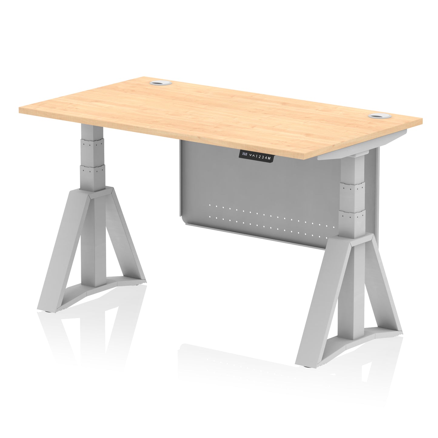 Air Height Adjustable Desk With Cable Ports With Steel Modesty Panel With Piste Foot - 1200mm, 1400mm, 1600mm or 1800mm - Multiple Colour Options