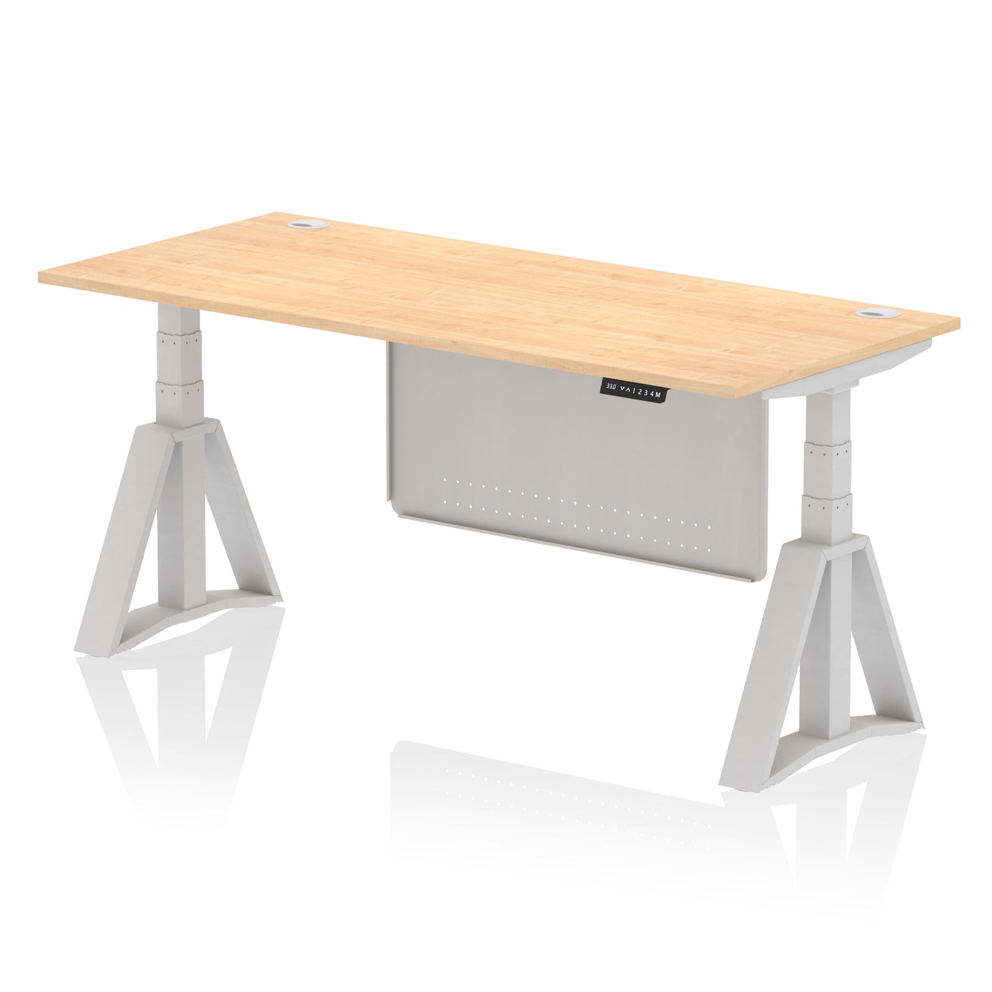 Air Height Adjustable Desk With Cable Ports With Steel Modesty Panel With Piste Foot - 1200mm, 1400mm, 1600mm or 1800mm - Multiple Colour Options