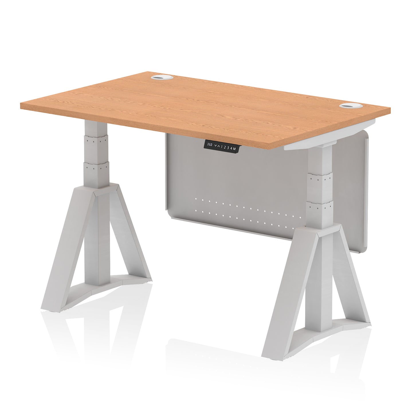 Air Height Adjustable Desk With Cable Ports With Steel Modesty Panel With Piste Foot - 1200mm, 1400mm, 1600mm or 1800mm - Multiple Colour Options