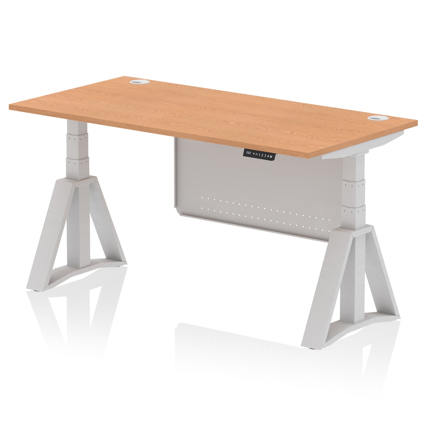 Air Height Adjustable Desk With Cable Ports With Steel Modesty Panel With Piste Foot - 1200mm, 1400mm, 1600mm or 1800mm - Multiple Colour Options