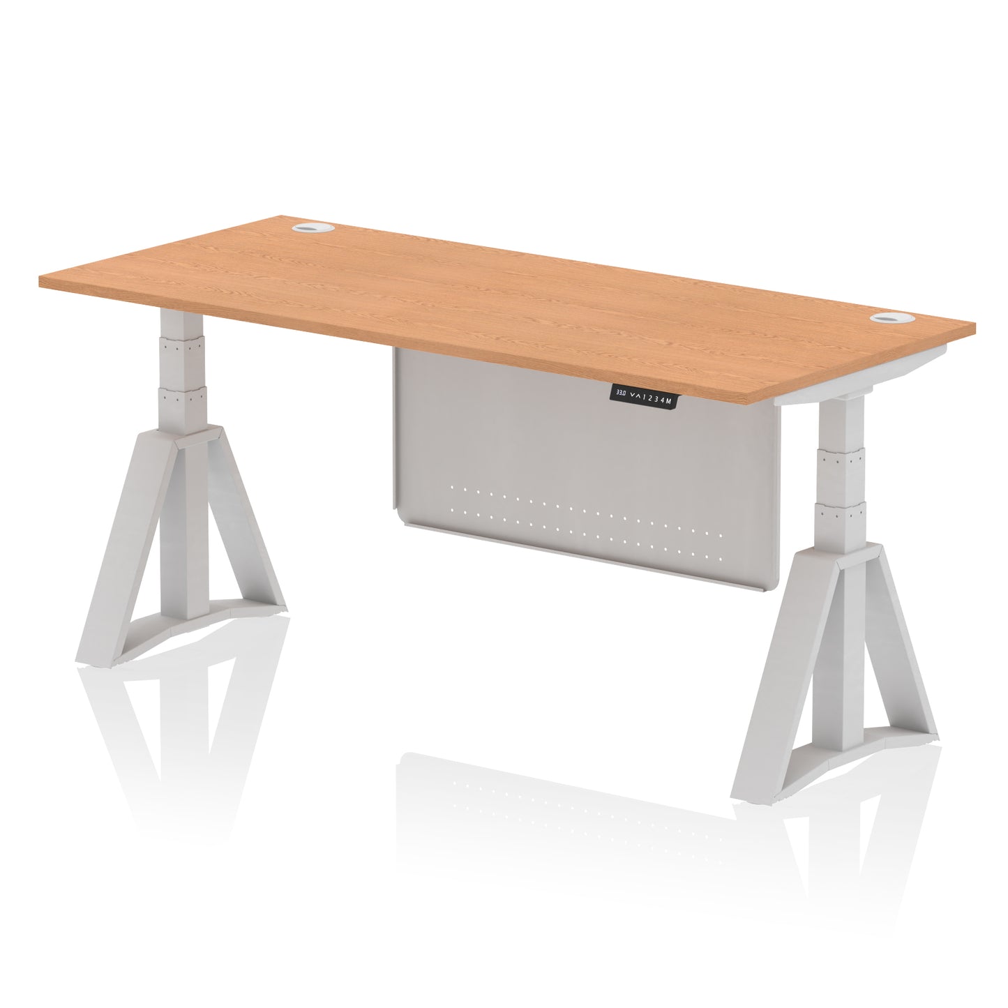 Air Height Adjustable Desk With Cable Ports With Steel Modesty Panel With Piste Foot - 1200mm, 1400mm, 1600mm or 1800mm - Multiple Colour Options