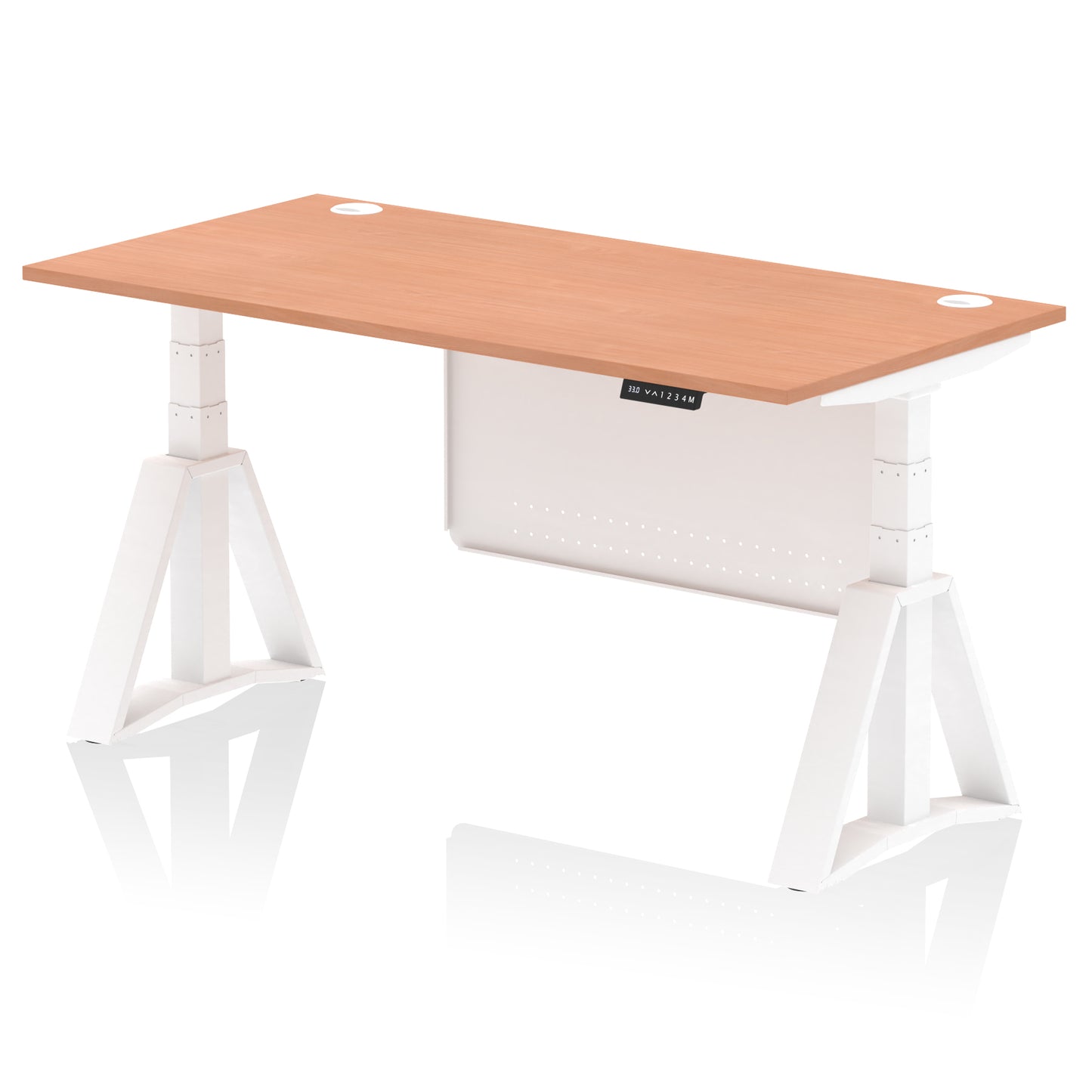Air Height Adjustable Desk With Cable Ports With Steel Modesty Panel With Piste Foot - 1200mm, 1400mm, 1600mm or 1800mm - Multiple Colour Options