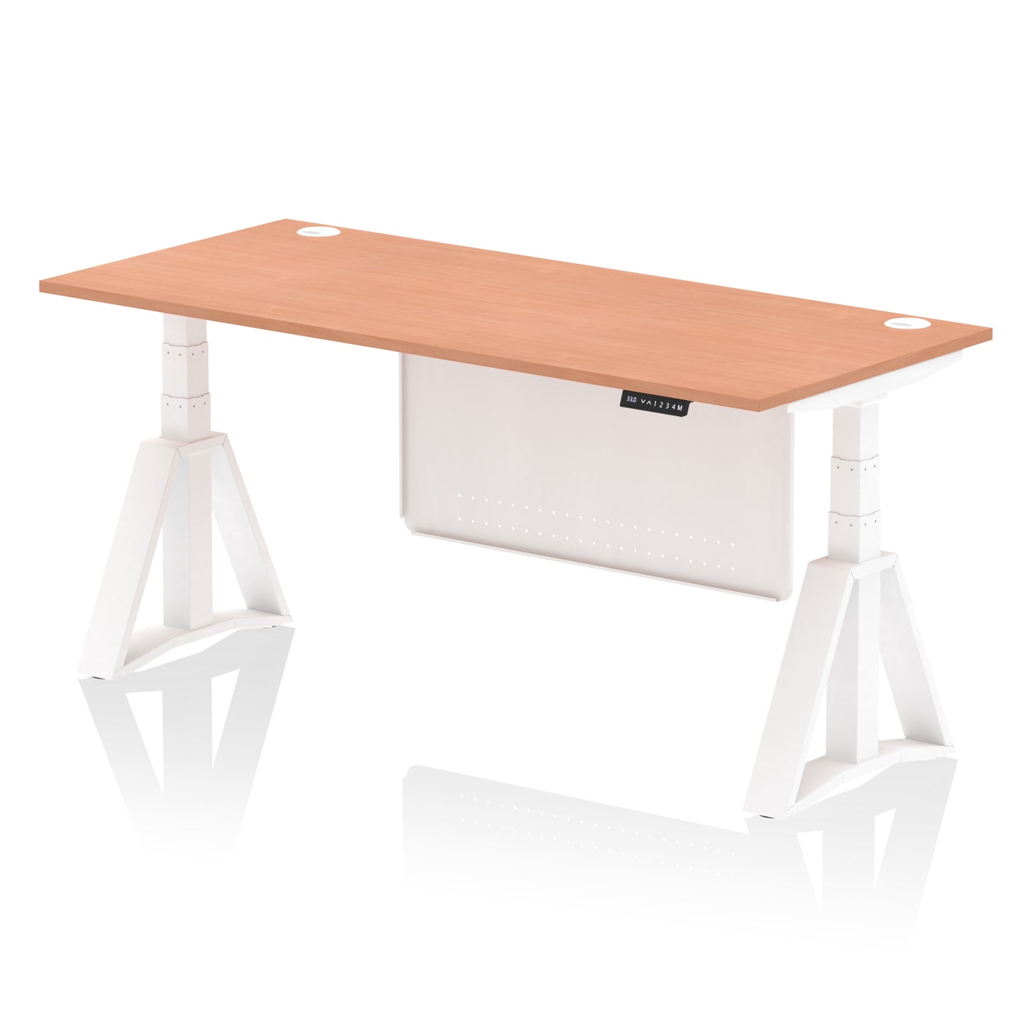 Air Height Adjustable Desk With Cable Ports With Steel Modesty Panel With Piste Foot - 1200mm, 1400mm, 1600mm or 1800mm - Multiple Colour Options