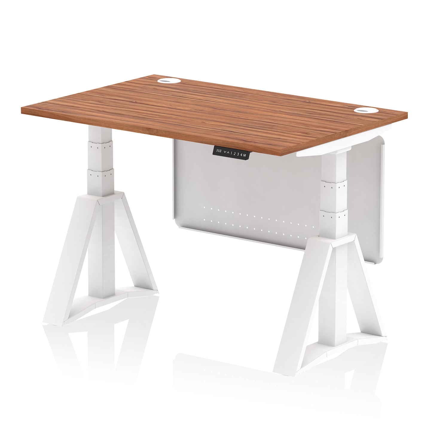 Air Height Adjustable Desk With Cable Ports With Steel Modesty Panel With Piste Foot - 1200mm, 1400mm, 1600mm or 1800mm - Multiple Colour Options