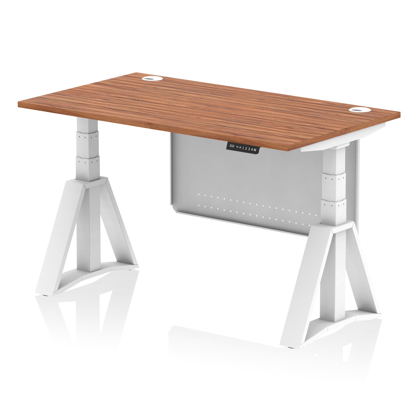 Air Height Adjustable Desk With Cable Ports With Steel Modesty Panel With Piste Foot - 1200mm, 1400mm, 1600mm or 1800mm - Multiple Colour Options