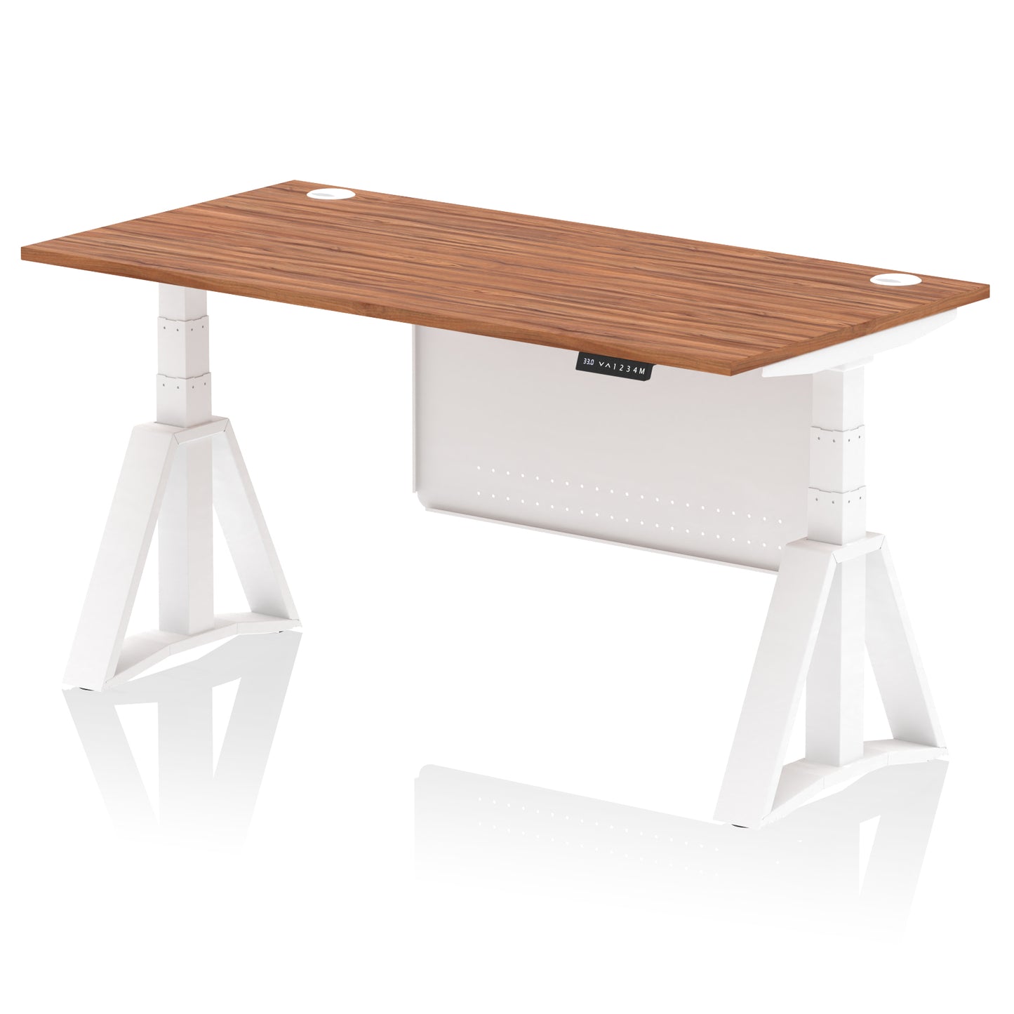 Air Height Adjustable Desk With Cable Ports With Steel Modesty Panel With Piste Foot - 1200mm, 1400mm, 1600mm or 1800mm - Multiple Colour Options