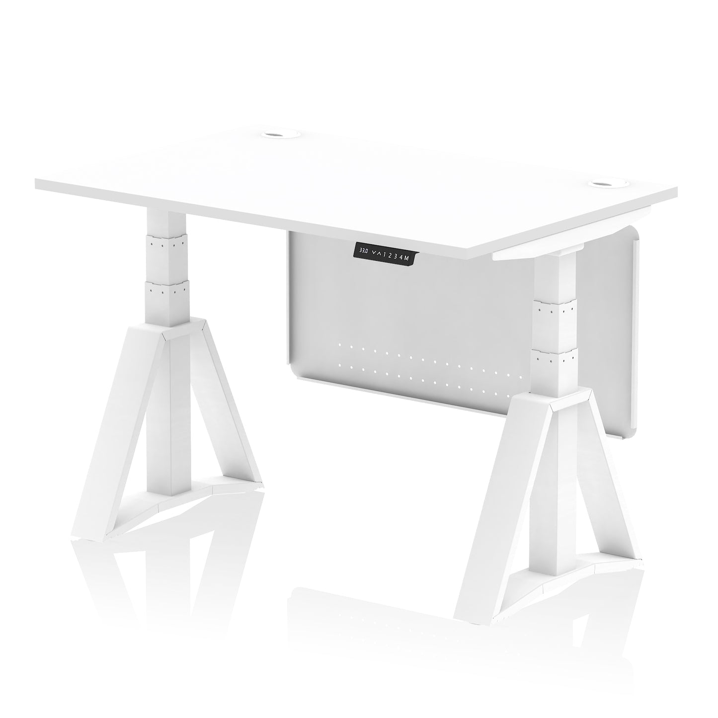 Air Height Adjustable Desk With Cable Ports With Steel Modesty Panel With Piste Foot - 1200mm, 1400mm, 1600mm or 1800mm - Multiple Colour Options