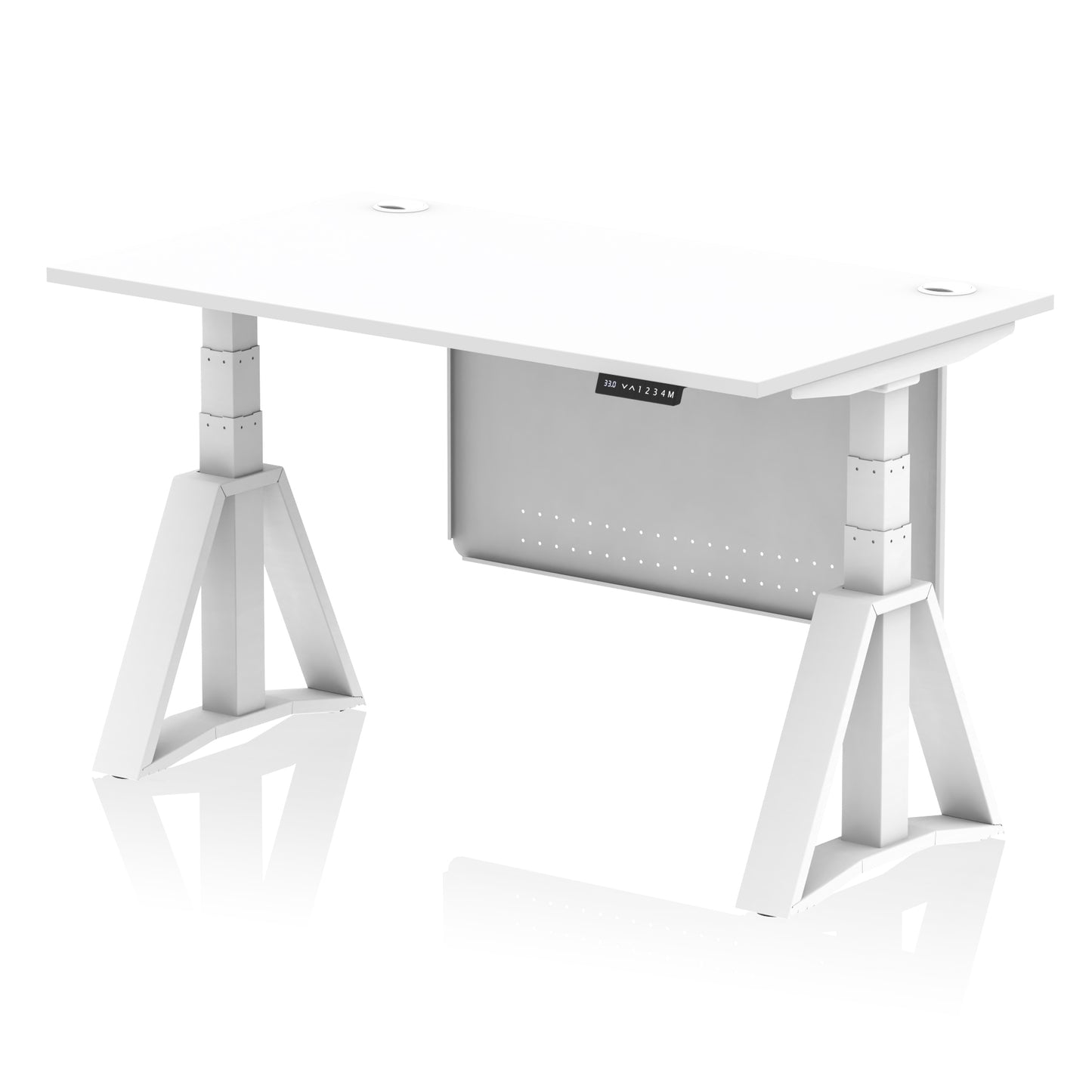 Air Height Adjustable Desk With Cable Ports With Steel Modesty Panel With Piste Foot - 1200mm, 1400mm, 1600mm or 1800mm - Multiple Colour Options